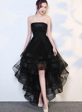 Black High Low Tulle And Applique Fashion Homecoming Dresses, Black Party Dress, Tulle Party Dress