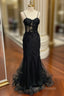 Black Mermaid Lace Long Formal Prom Dress, Black Lace Evening Dress