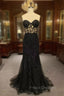 Black Mermaid Lace Formal Prom Dress, Black Mermaid Lace Formal Evening Dress