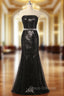 Black Mermaid Sequins Strapless Beading Formal Prom Dress
