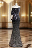 Black Mermaid Sequins Strapless Formal Prom Dress