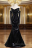 Black Mermaid Strapless Long Sleeve Pleats Formal Prom Dress