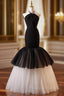 Black Mermaid Tulle Halter Formal Prom Dress