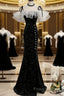 Black Off Shoulder Mermaid Long Formal Dress, Black Wedding Party Dress