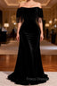 Black Off the Shoulder Beading Formal Prom Dress