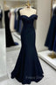 Black Off-the-shoulder Sweetheart Sleeveless Long Mermaid Formal Prom Dress