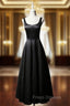 Black Satin Straps Black Short Formal Prom Dress