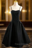 Black Spaghetti Strap Satin Formal Prom Dress
