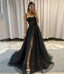 Black Sweetheart Neck Tulle Long Prom Dress,Black Tulle Evening Dresses,Sparkle Sweetheart Prom Evening Gown