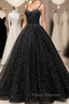 Black Sweetheart Tulle Long Formal Prom Dress, Black Formal Sweet 16 Dress