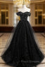 Black Tulle Beading Off the Shoulder Formal Prom Dress