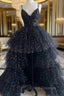 Black Tulle Spaghetti Straps Formal Prom Dress