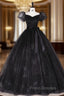 Black Tulle Square Puff Sleeve Quinceanera Dress