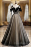 Black Tulle Straps Pleats Beading Formal Prom Dress