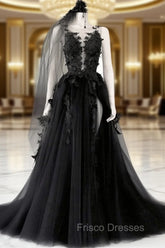 Black V Neck Backless Lace Formal Prom Dress, Open Back Black Lace Formal Graduation Dress