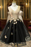Black V-neck Organza Homecoming Dress