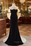 Black Velvet Champagne Bow Strapless Formal Prom Dress