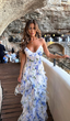 Blue Charming A-Line Spaghetti Strap Prom Dresses Party Dresses