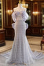 Blue Mermaid Sequins Off the Shoulder Formal Prom Dress