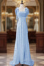 Blue Mermaid Sequins Straps Formal Prom Dress