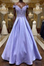 Blue purple lace satin long Formal Prom Dresses blue purple formal Dresses