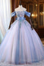 Blue Tulle Appliques Bow Quinceanera Dress
