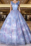 Blue Tulle Sequins Pleats Off the Shoulder Quinceanera Dress