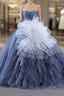 Blue Tulle Sweetheart Formal Prom Dress With Detachable Tulle