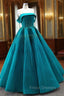 Blue Tullle Strapless Pleats Beading Formal Prom Dress