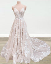 Boho Wedding Dress V Neck Lace Embroidery