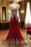 Burgundy Chiffon Lace Applique Long Formal Prom Dress, Burgundy Evening Dress