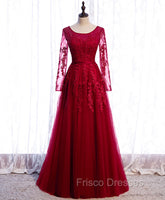Burgundy Long Formal Prom Dress, Burgundy Formal Bridesmaid Dress