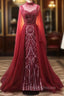 Burgundy Mermaid High Neck Beading Formal Prom Dress