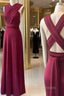 Burgundy Pleats Halter Formal Prom Dress