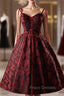 Burgundy Print Straps Homecoming Dress