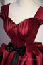 Burgundy Satin Long Formal Prom Dress, Burgundy A-Line Evening Dress