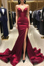 Burgundy Satin Mermaid Long Sweetheart Evening Dress Burgundy Formal Prom Dress Formal Prom Dress shops