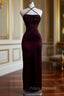 Burgundy Sheath Birthday Dress Long Formal Prom Dress