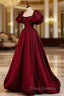 Burgundy Short Sleeves Floor Length Long Evening Dress Ball Gown Formal Dress Formal Prom Dress shops