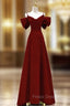 Burgundy Straps Bow Formal Prom Dress