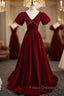 Burgundy Velvet Deep V-neck Backless Crystal Formal Prom Dress