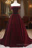 Burgundy Velvet Long Formal Prom Dress, A-Line Formal Dress