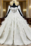 Buy More, Save More White Ball Gown Tulle Sequins Off the Shoulder Beading Wedding Dress