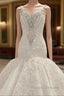Cap Sleeves Sparkle Diamond Fit and Flare Wedding Dress Online