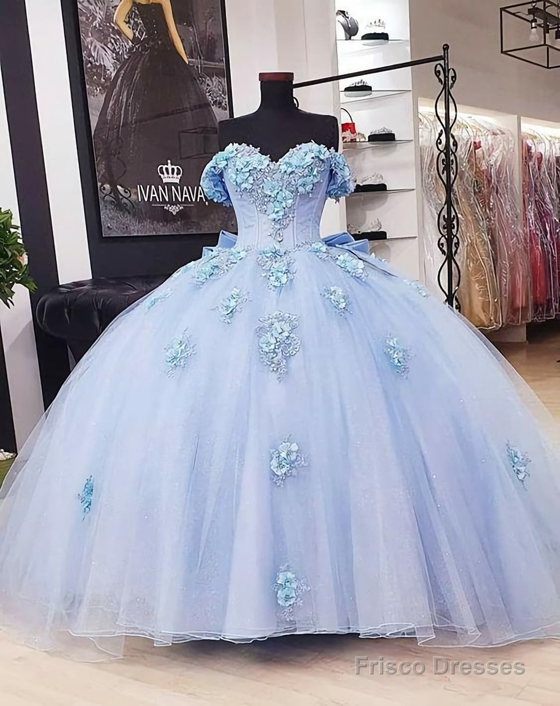 Sky Blue Tulle Wedding Dress, Prom Dress – Frisco Dresses