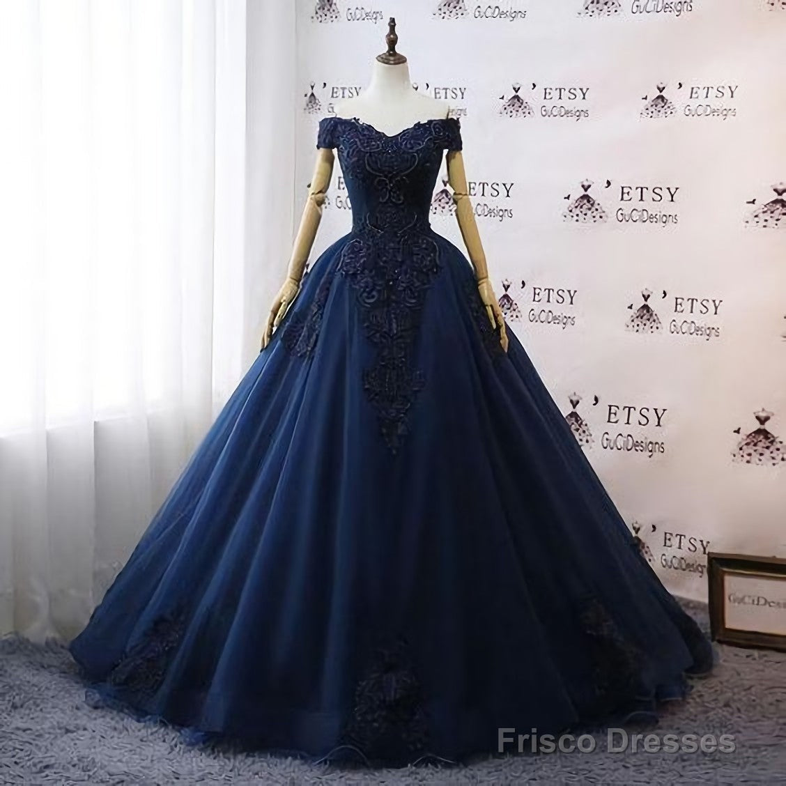 wedding dress midnight blue Modest Navy 48051L With its timeless style and comfortable fit Vantexi Women's Gothic Wedding Dress