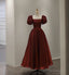 Burgundy A Line Short Prom Dress, Cute Evening Dress