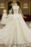 Champagne Ball Gown Tulle Sweetheart Appliques Wedding Dress