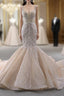 Champagne Mermaid Straps Beading Formal Prom Dress