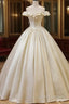 Champagne Off The Shoulder Floor Length Formal Prom Dress, Elegant A-Line Formal Party Dress